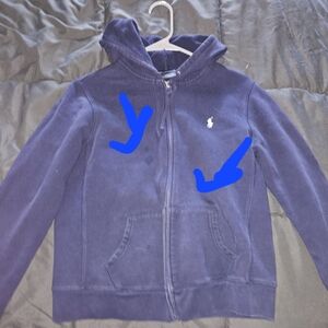Womens size large Ralph Lauren navy blue hoodie in with 3 spots